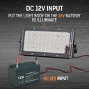 12V LED low voltage floodlight outdoor waterproof 50W 100W with battery alligator clip