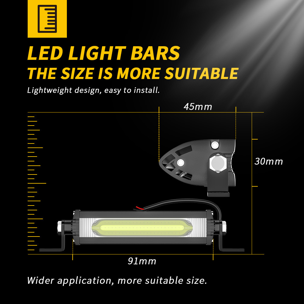 DXZ car LED strip light mini small single row COB 9W work light modified daytime running light motorcycle auxiliary light