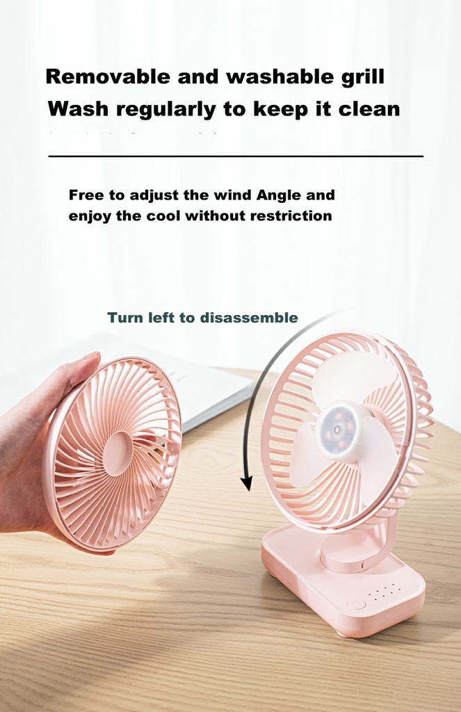 4000MAH Large Capacity Desktop Fan Home Office Silent Desk Fan New USB Charging Student Dormitory Shake Head Small Fan
