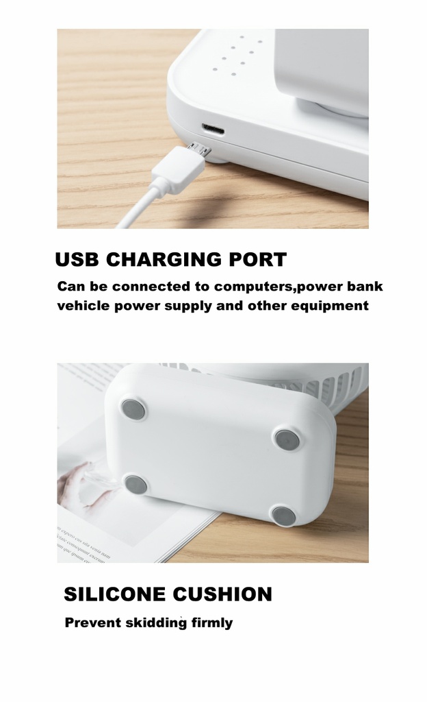 4000MAH Large Capacity Desktop Fan Home Office Silent Desk Fan New USB Charging Student Dormitory Shake Head Small Fan