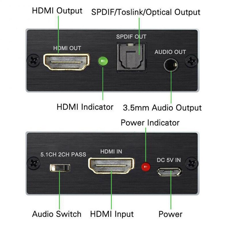 HDMI-compatible Audio Extractor + Optical TOSLINK SPDIF + 3.5mm Stereo Audio Converter 4K x 2K Audio Splitter