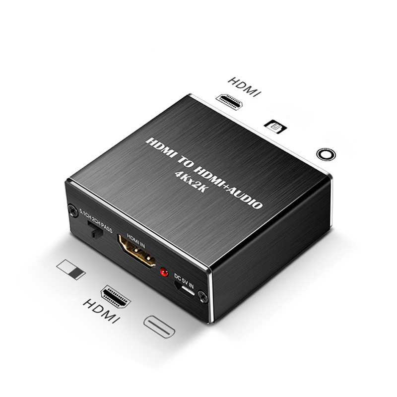 HDMI-compatible Audio Extractor + Optical TOSLINK SPDIF + 3.5mm Stereo Audio Converter 4K x 2K Audio Splitter