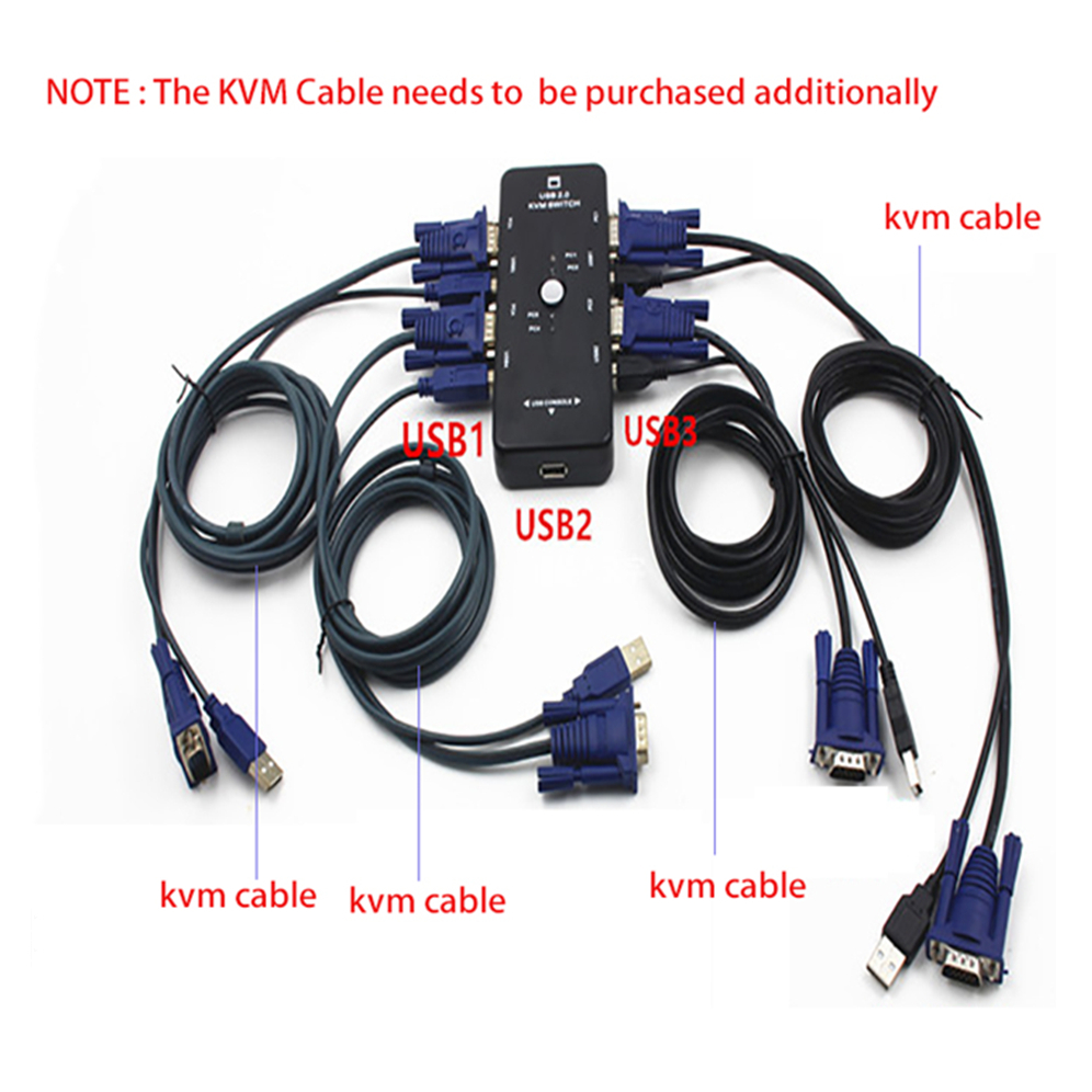USB KVM Switcher 4 Port VGA SVGA Switch Splitter 1920*1440 VGA Video Switch For USB device Keyboard Mouse Monitor Adapter