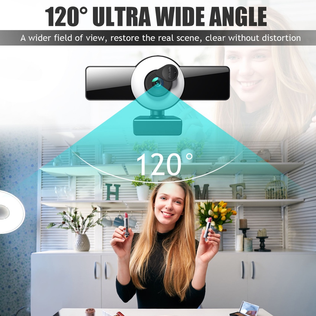 1080P Autofocus Web Camera With Microphone USB Led Fill Light Mini Cam