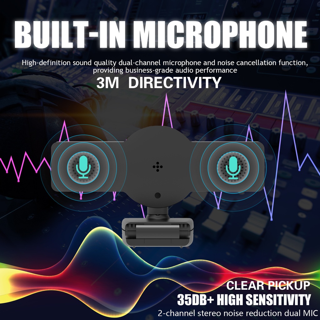 1080P Autofocus Web Camera With Microphone USB Led Fill Light Mini Cam