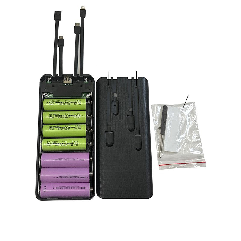 14-section PD fast charging Diy 18650/18700/20700/21700 batteries power bank removable shell case with 4 charging cable (without batteries)