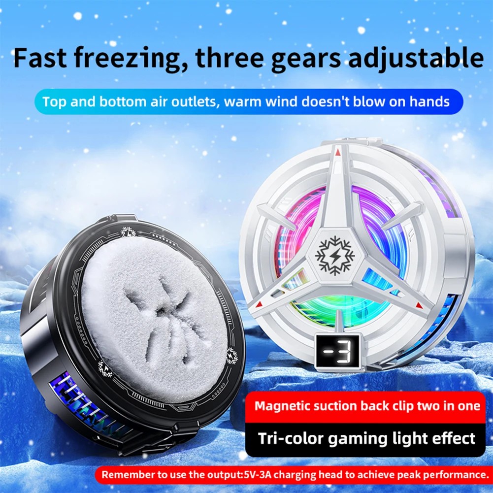 TL07 Semiconductor Phone Cooler 5V3A Powerful Cooling Magnetic & Clip 2-in-1 Digital Display