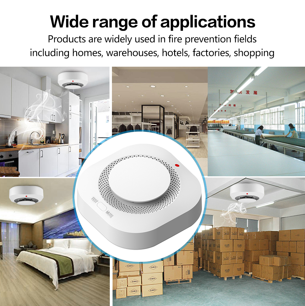Tuya Wifi 80DB Alarm Fire Smart Smokes sensor Wifi Fire Protection Home Security Alarm Smart Life
