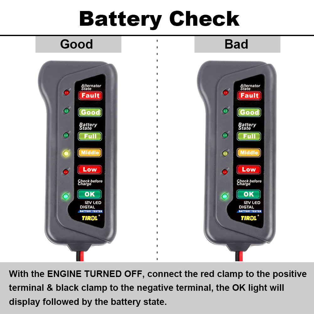 TIROL 12V car battery tester