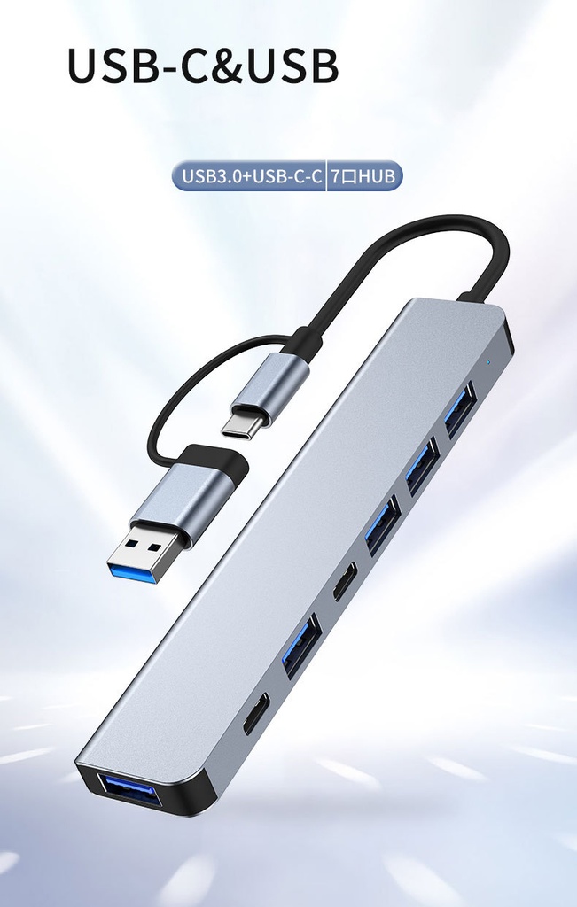 USB3.0+Type-c docking station seven-in-one USB 3.0 hub