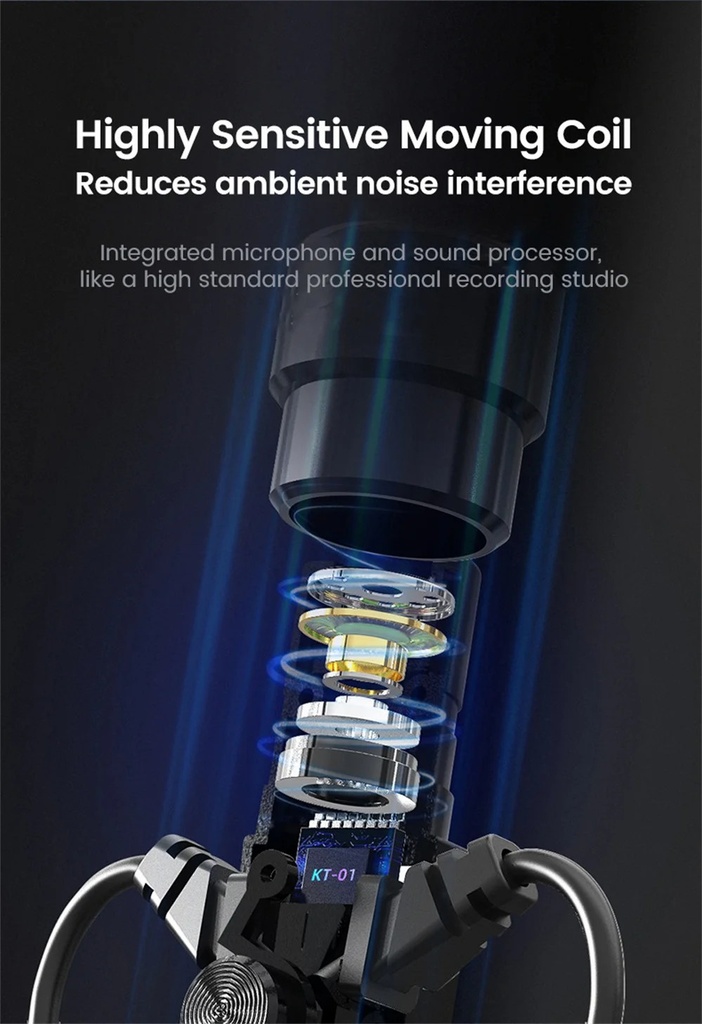 KT-01 HiFi Earphone Wired with Microphone Noise Cancelling In Ear Headset Bass Earbuds for Games Karaoke Live Music
