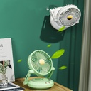 3 Speeds Adjustable Desktop Table Rechargeable Cooling Fan Mini Fan 90 Auto-Oscillating Portable Air Circulator Fan with Night Light