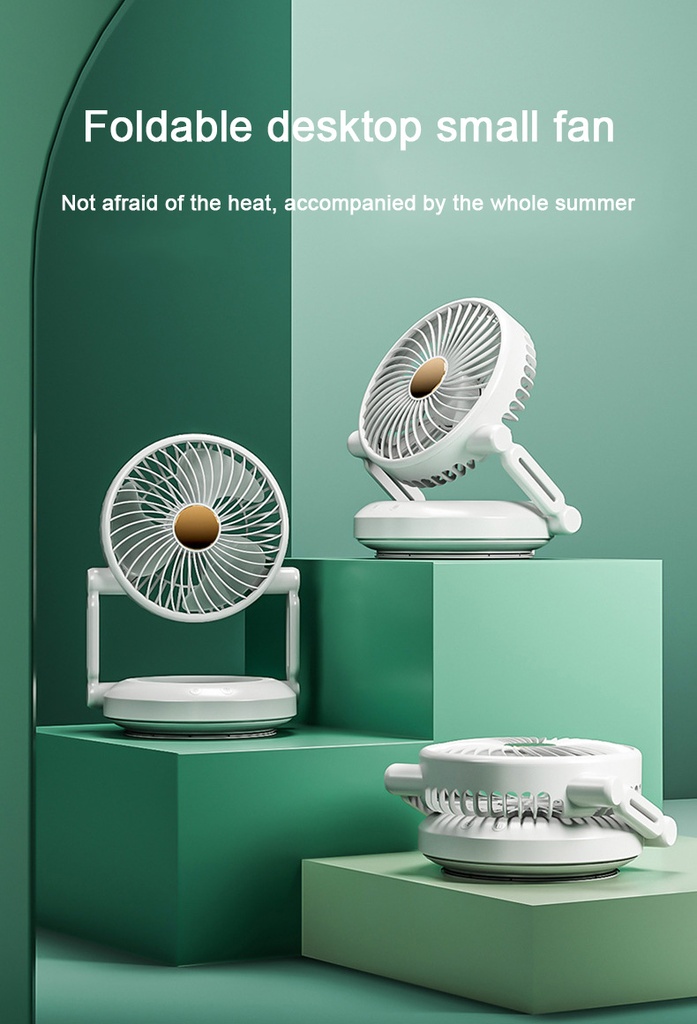 3 Speeds Adjustable Desktop Table Rechargeable Cooling Fan Mini Fan 90 Auto-Oscillating Portable Air Circulator Fan with Night Light