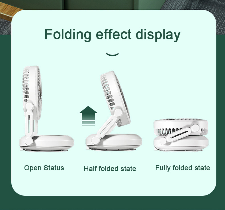 3 Speeds Adjustable Desktop Table Rechargeable Cooling Fan Mini Fan 90 Auto-Oscillating Portable Air Circulator Fan with Night Light