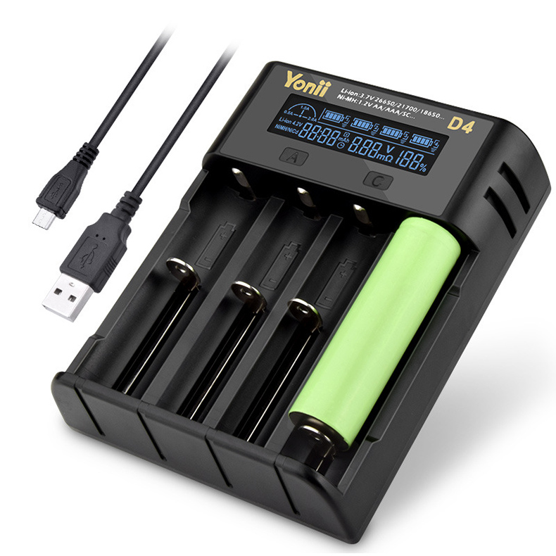 4 Slots Lithium Battery USB Smart Battery Charger Li-ion MH/Ni CD AAAA AAA AA A SC C F6 Batteries Universal Charger LCD Display