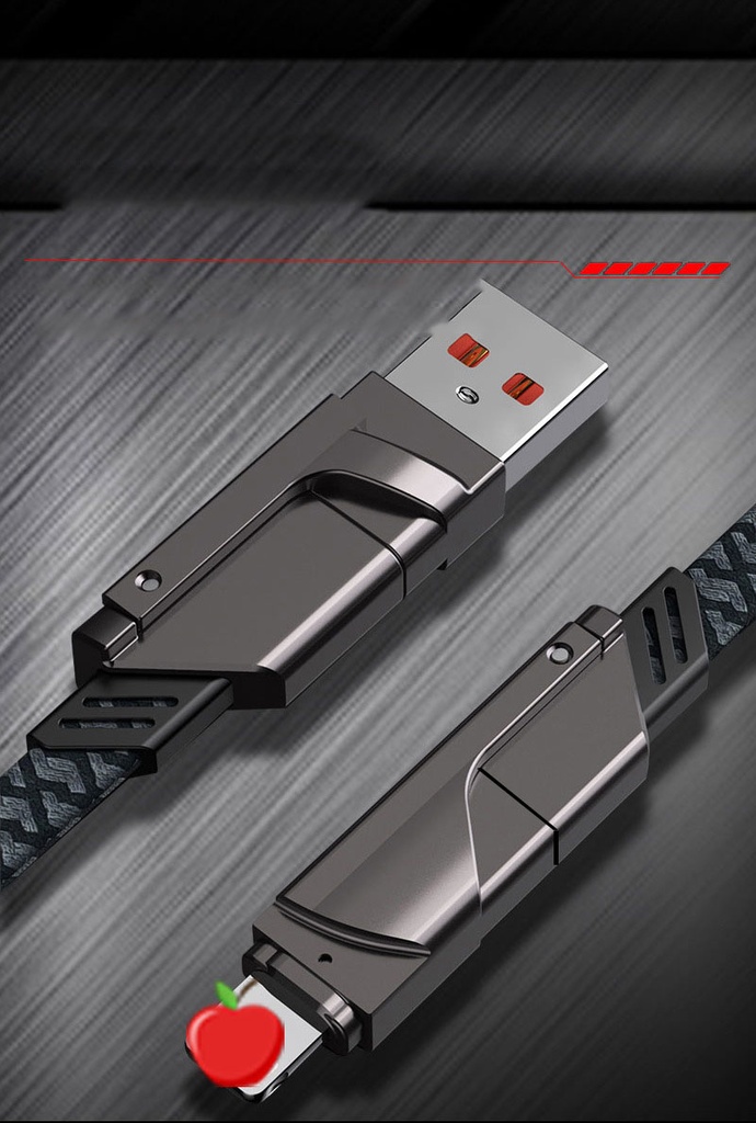 Four-in-one data cable two-to-two PD 100W fast charging cable zinc alloy braided charging cable
