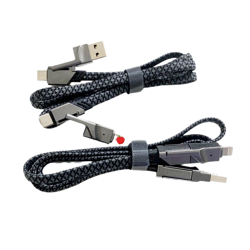 Four-in-one data cable two-to-two PD 100W fast charging cable zinc alloy braided charging cable