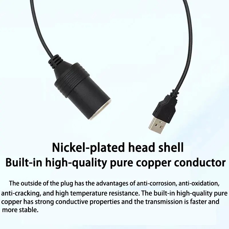 5V 2A USB To 12V Car Plug Socket