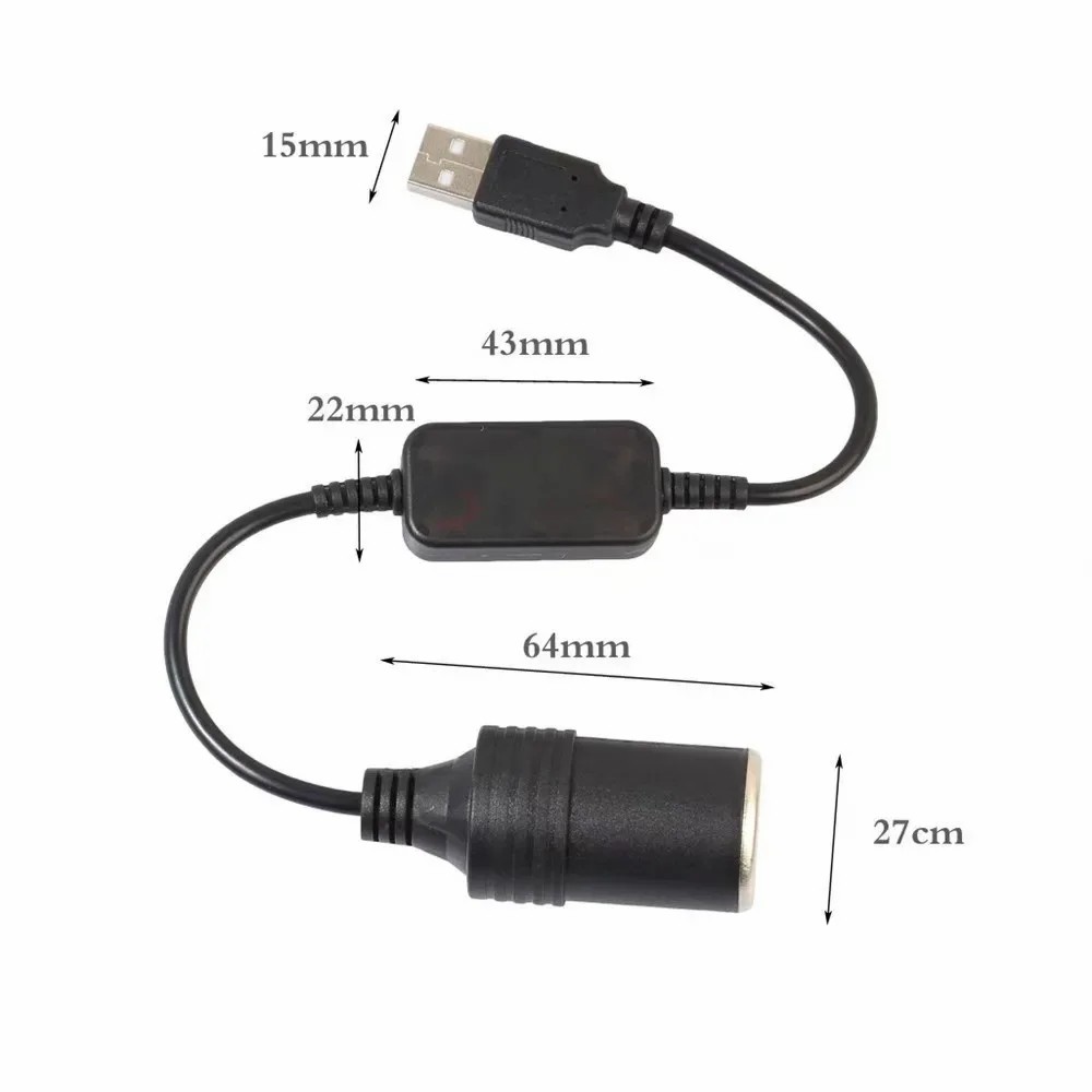 5V 2A USB To 12V Car Plug Socket