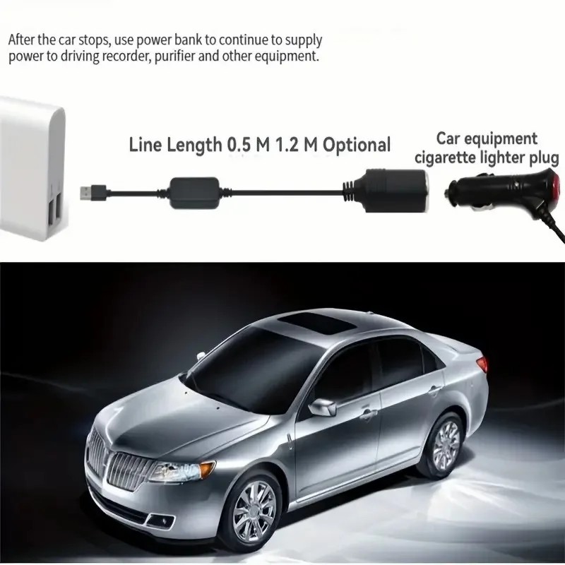 5V 2A USB To 12V Car Plug Socket