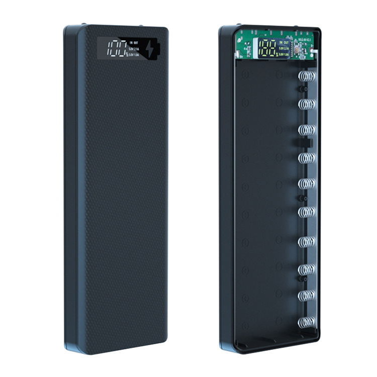 Detachable QC3.0 USB LCD Display DIY 10x18650 Battery Case Power Bank Shell Portable External Box (without battery)