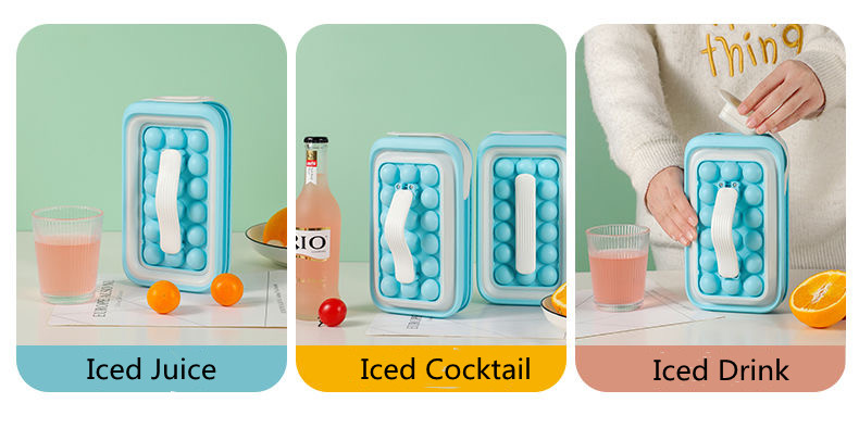 Two-in-one Ice Cube Mold Removable Storage Box Stretched Round Ice Cube Tray Cube Makers DIY Ice Mould