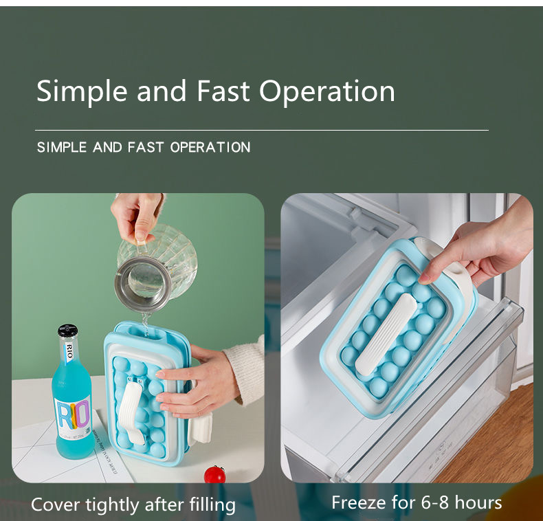 Two-in-one Ice Cube Mold Removable Storage Box Stretched Round Ice Cube Tray Cube Makers DIY Ice Mould