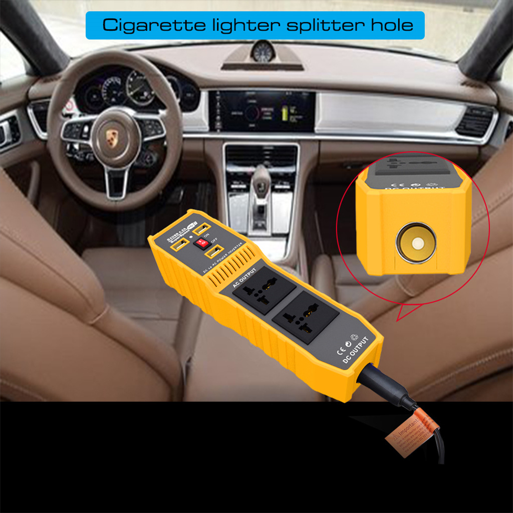 12V To 220V 200W Modified Sine Wave Inverter On Board Conversion Intelligent Three USB 4.2A Fast Charging Double Sockets