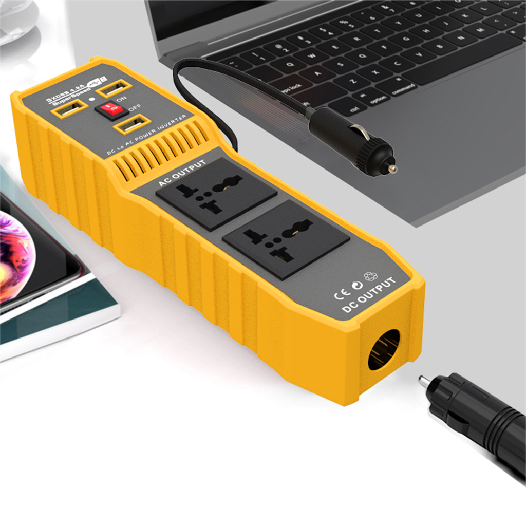 12V To 220V 200W Modified Sine Wave Inverter On Board Conversion Intelligent Three USB 4.2A Fast Charging Double Sockets