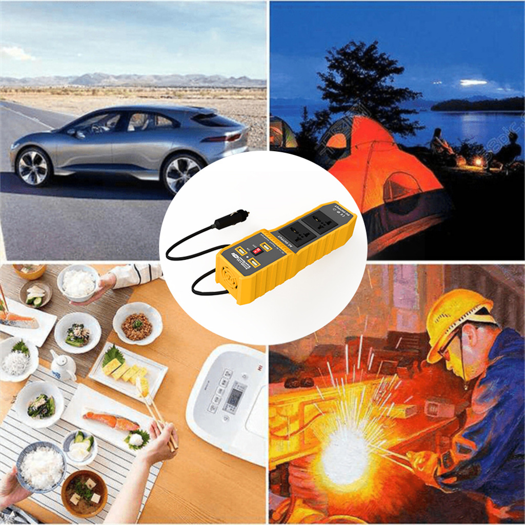 12V To 220V 200W Modified Sine Wave Inverter On Board Conversion Intelligent Three USB 4.2A Fast Charging Double Sockets
