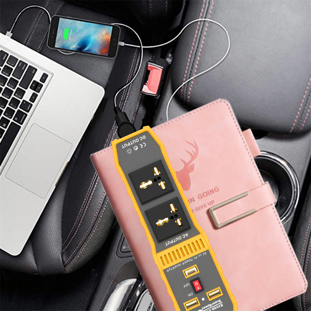 12V To 220V 200W Modified Sine Wave Inverter On Board Conversion Intelligent Three USB 4.2A Fast Charging Double Sockets