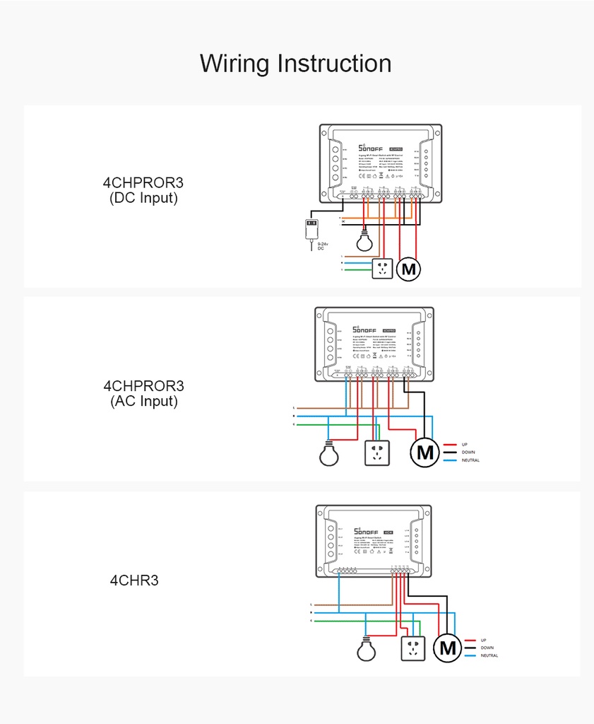 Sonoff 4CH Pro R3 10A /Gang 4 Channel Wifi Smart Switch 433 MHZ RF Remote Wifi Lights Switch Supports 4 Devices Works with Alexa