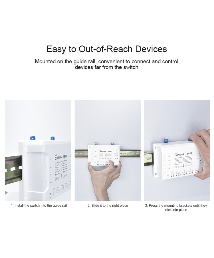 Sonoff 4CH Pro R3 10A /Gang 4 Channel Wifi Smart Switch 433 MHZ RF Remote Wifi Lights Switch Supports 4 Devices Works with Alexa
