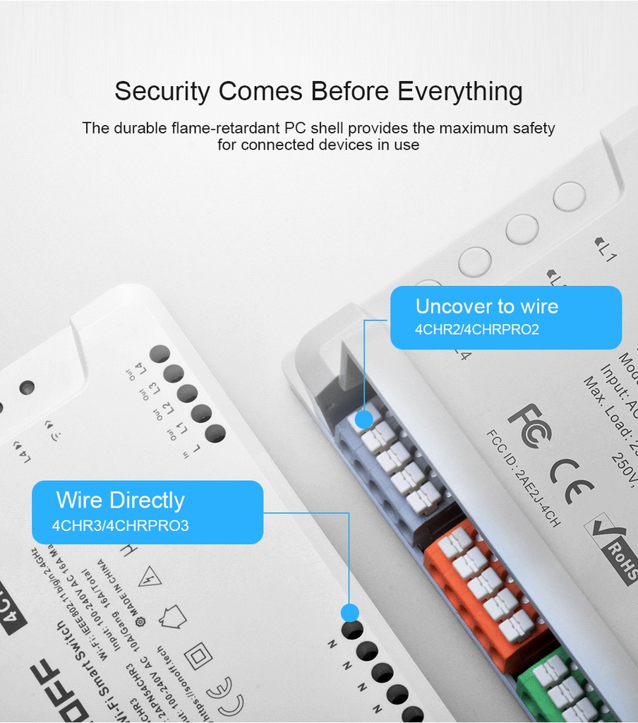 Sonoff 4CH Pro R3 10A /Gang 4 Channel Wifi Smart Switch 433 MHZ RF Remote Wifi Lights Switch Supports 4 Devices Works with Alexa