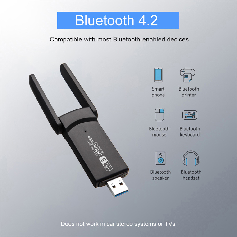 WiFi USB 3.0 Adapter 1300Mbps BT 4.2 Dual-Band 2.4GHz&5GHz Wifi Usb Network Card Wireless Receiver
