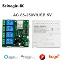 Tuya Zigbee Relay 4CH Smart Home Switch Module APP Remote Control Wireless RF 433 4 Channel Relay For Zigbee Gateway Hub
