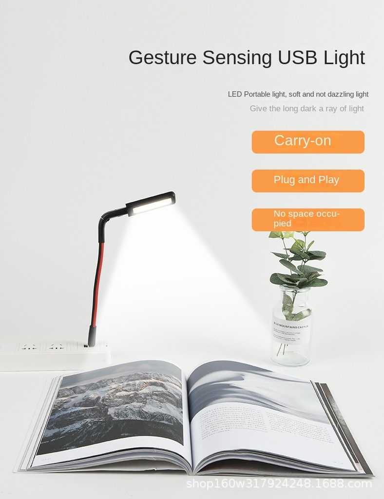 Portable 3 Colors LED Night Light Intelligent Hand Gesture Sensor USB Plug Foldable Eye Protection Desk Table Lamp