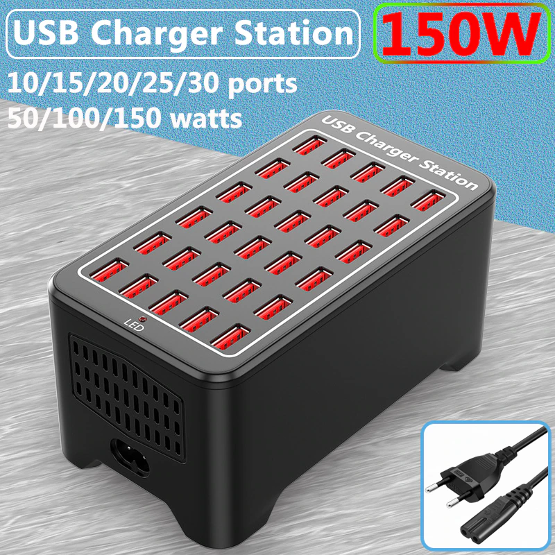 150W Multi USB Charger 30 Port USB Fast Charging Station Universal Charger