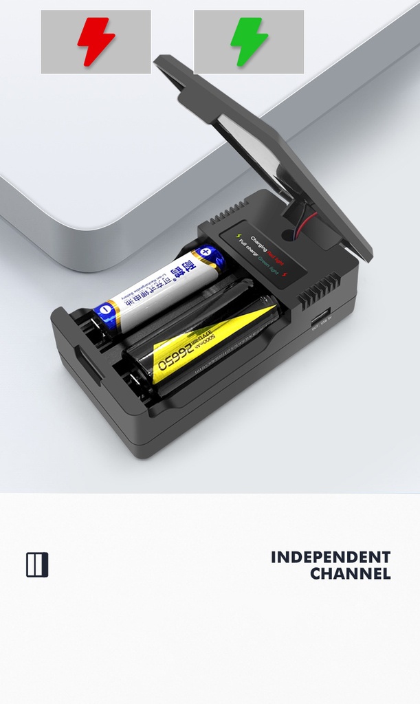 18650 Lithium Battery Solar Charger Multifunctional Dual Slot Dual Charge Type-C Smart Battery Charger