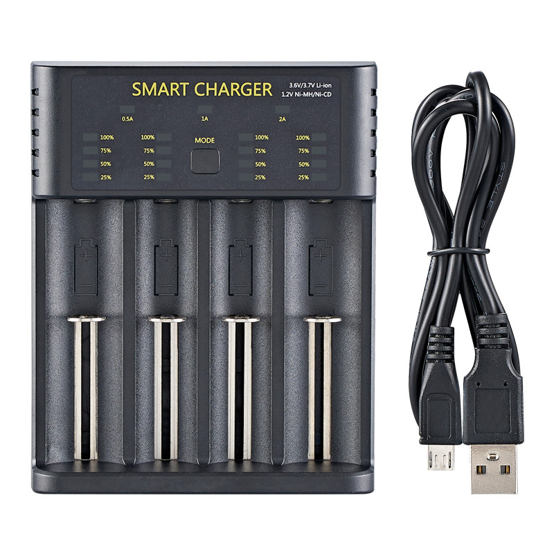 1.2V Rechargeable Battery Charger AA AAA NiMH Ni-CD Batteries 3.7V 18650 Li-ion Battery Charger 4 Slot Smart Battery Charger