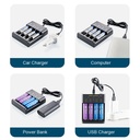 1.2V Rechargeable Battery Charger AA AAA NiMH Ni-CD Batteries 3.7V 18650 Li-ion Battery Charger 4 Slot Smart Battery Charger