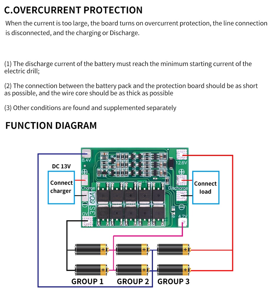3S 60A BMS Board 11.1V 12.6V 18650 Li-Ion Lithium Battery Protection Board with Balance