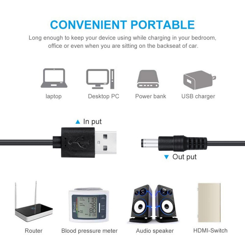 11 in 1 Universal 5V USB to DC Jack Charging Cable Power Cord with 11 Interchangeable Plugs Connectors Adapter