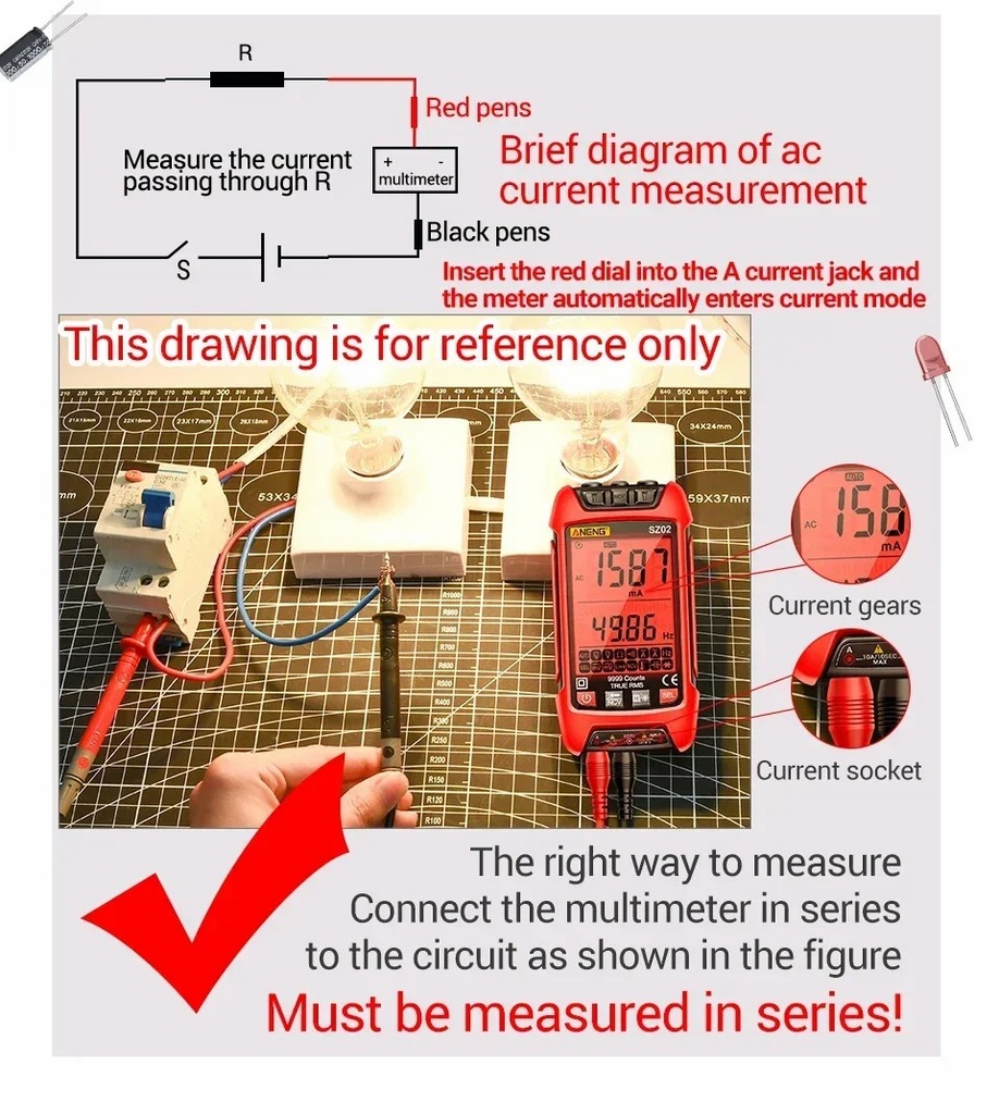 ANENG SZ02 Digital Multimeter Capacitance 9999 Counts NCV AC/DC Current Voltage Intelligent Anti-burn Auto Range Testers Tools
