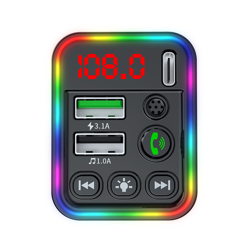 F19 car mp3 Bluetooth player hands-free call U disk lossless sound quality 12V/24V car FM transmitter