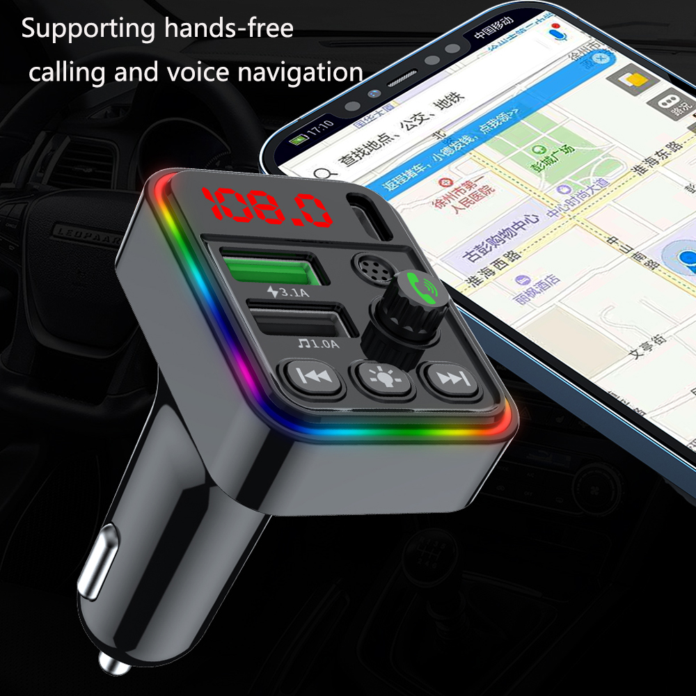 F19 car mp3 Bluetooth player hands-free call U disk lossless sound quality 12V/24V car FM transmitter