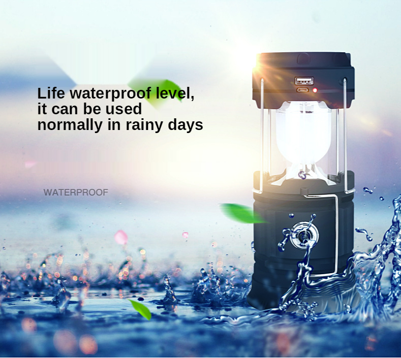 Portable Solar Charger Camping Lantern Lamp LED Outdoor Lighting Folding Camp Tent Lamp USB Rechargeable Lantern Outdoor Light
