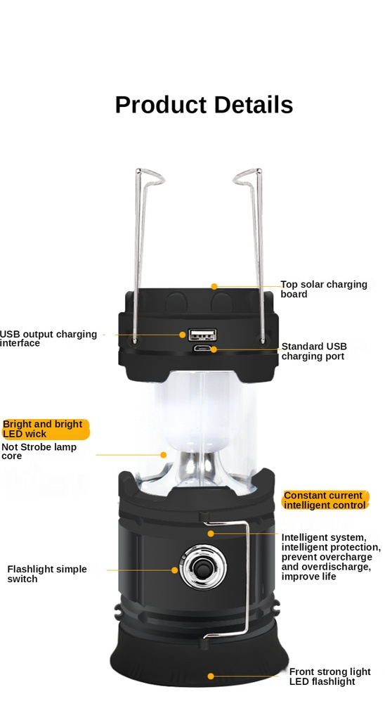 Portable Solar Charger Camping Lantern Lamp LED Outdoor Lighting Folding Camp Tent Lamp USB Rechargeable Lantern Outdoor Light