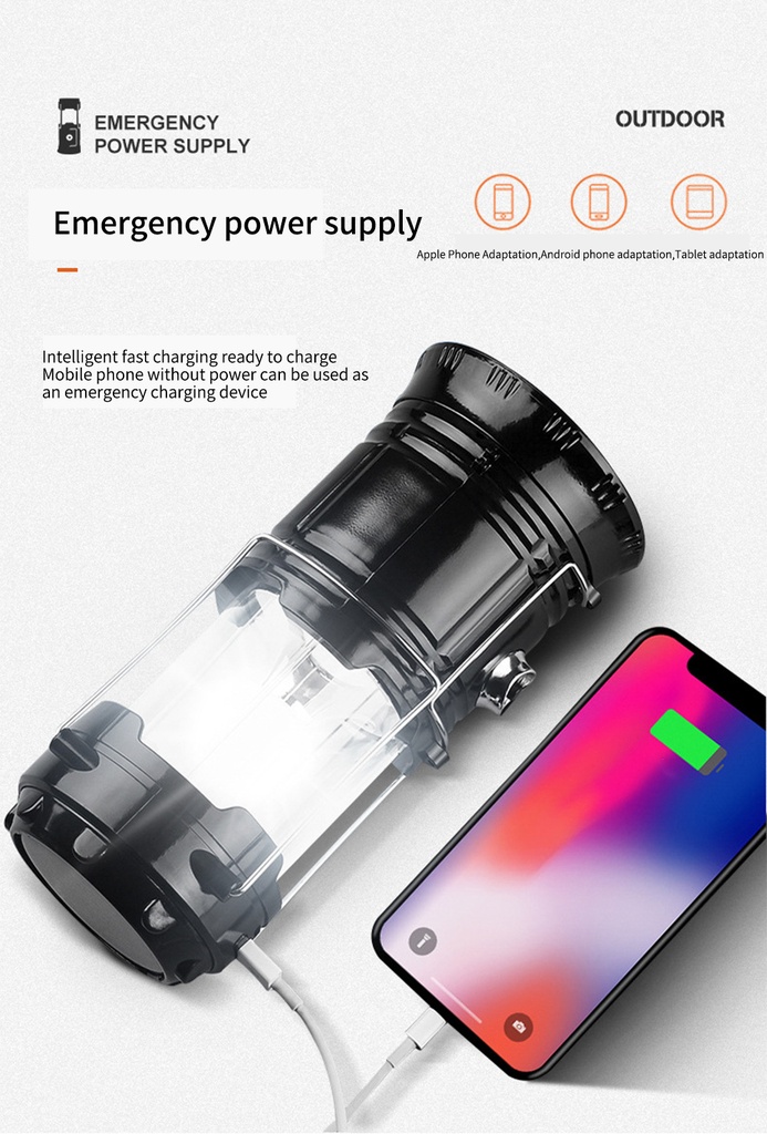 Portable Solar Charger Camping Lantern Lamp LED Outdoor Lighting Folding Camp Tent Lamp USB Rechargeable Lantern Outdoor Light