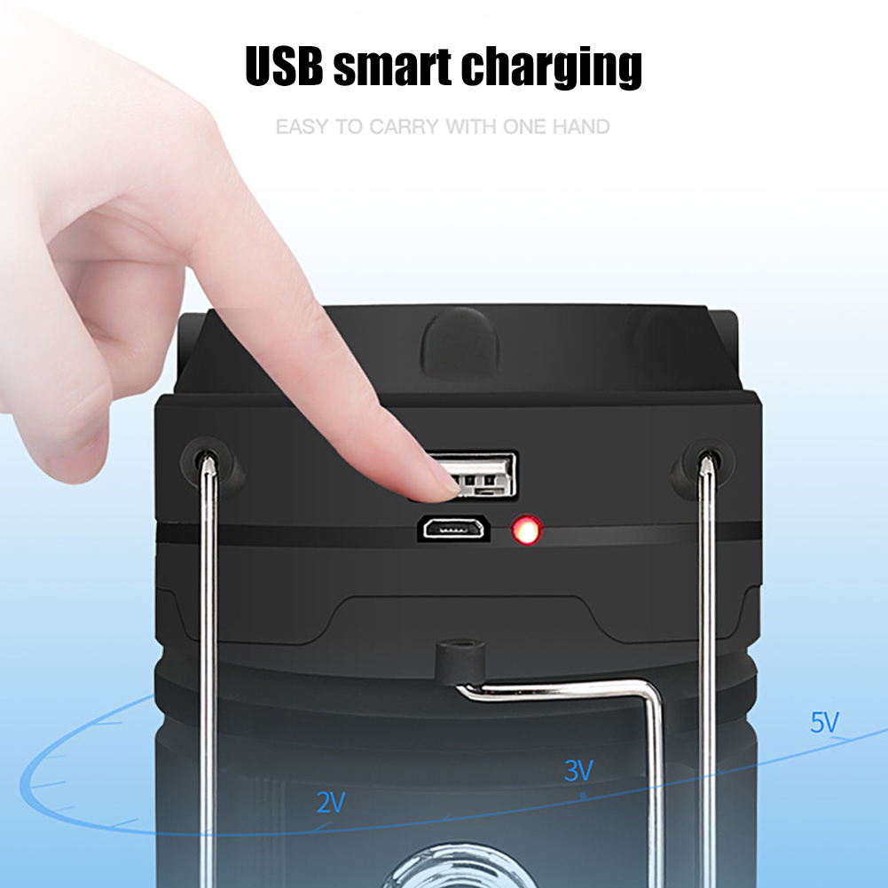 Portable Solar Charger Camping Lantern Lamp LED Outdoor Lighting Folding Camp Tent Lamp USB Rechargeable Lantern Outdoor Light
